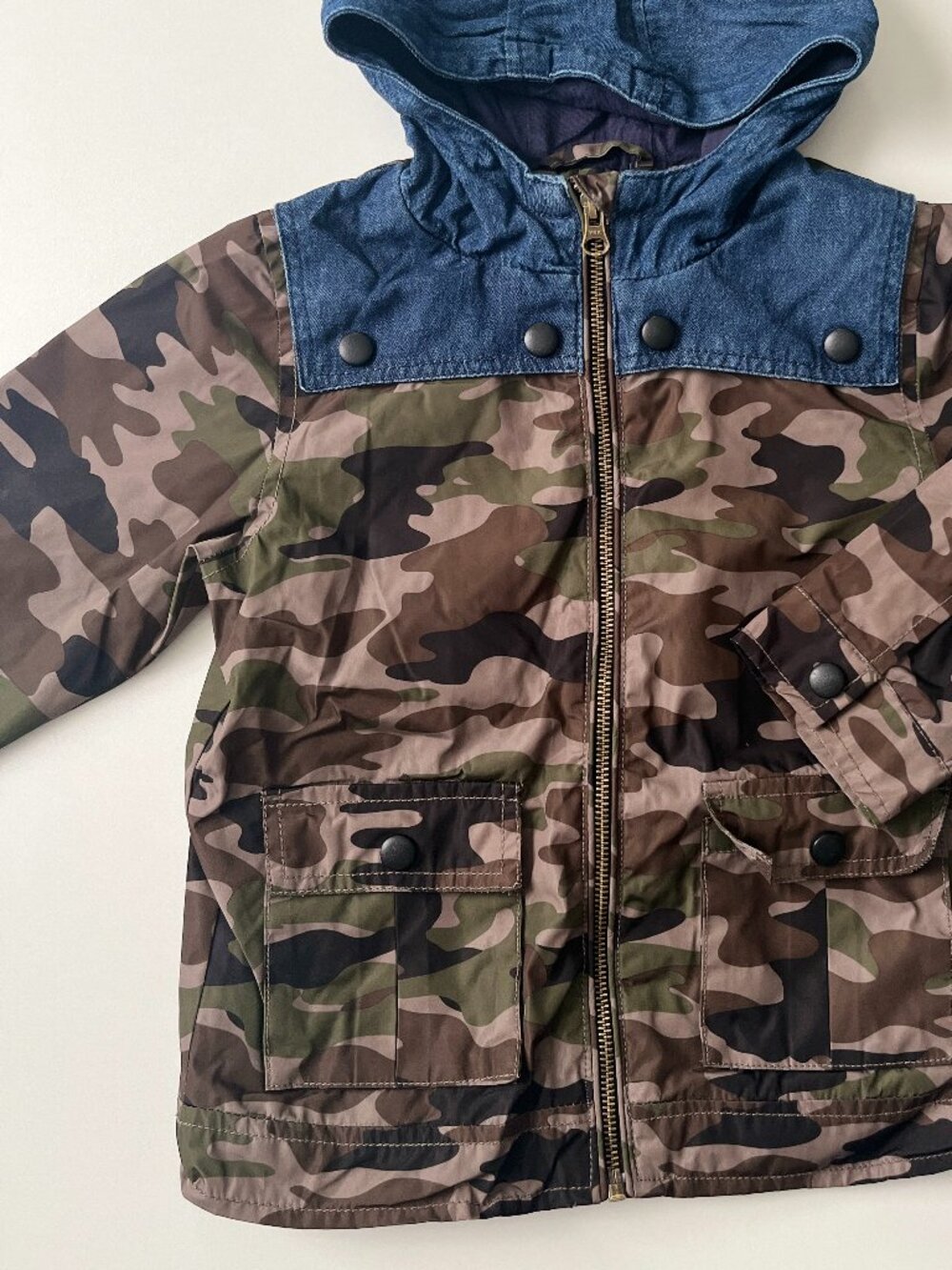 Toddler Boys, 4T, camo/denim lined & hooded windbreaker, spring outerwear